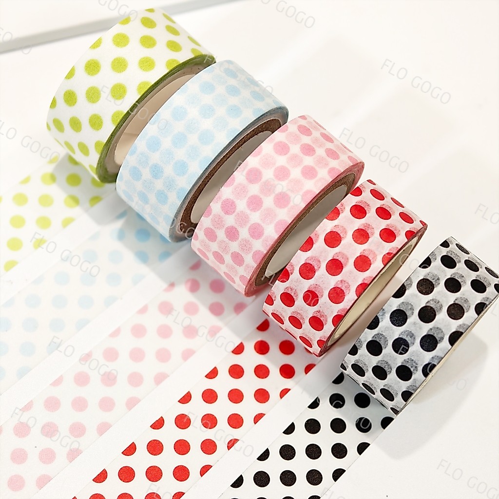 เทปวาชิลายจุด Polka Dot 15มม.×5ม. สำหรับแต่งสมุด DIY Flo gogo