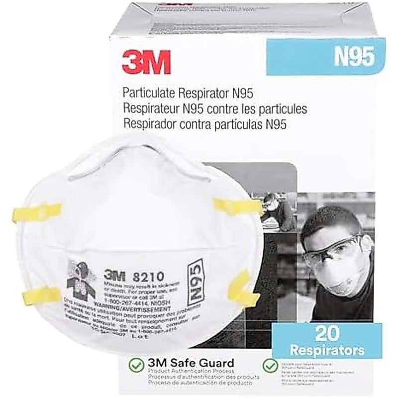 3M 8210 เครื่องช่วยหายใจแบบมีส่วน, N95,