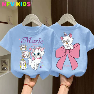 【พร้อมส่ง&COD】NFV KIDS เสื้อยืดแขนสั้นเด็ก💕ใส่สบาย ระบายอากาศ ทันสมัยและเรียบง่าย ทรงหลวม ลายแมวน่ารัก ผ้าฝ้าย100% YG5989