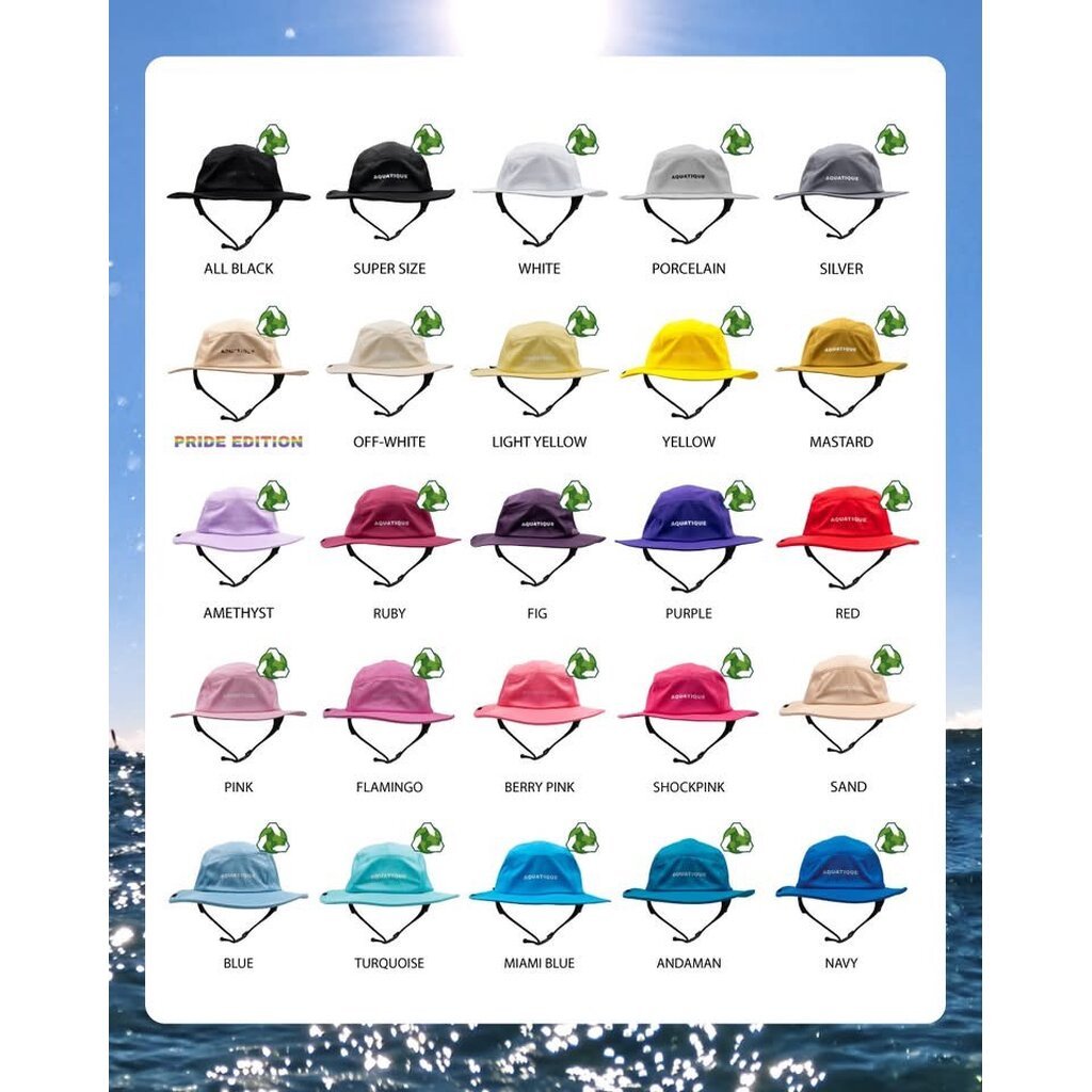 AQUATIQUE - Hat หมวกดำน้ำ หมวกสำหรับกีฬาทางน้ำ พร้อมสายรัดคางกันหลุด Bucket Hat, Cap, Surf, Diving H