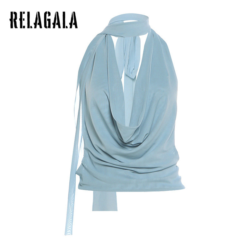 RELAGALA เสื้อชั้นในสตรีสตรี 2026 ใหม่เซ็กซี่คอวีลึกแฟชั่นตาข่ายเสื้อกล้ามเชือกแขวนคอ