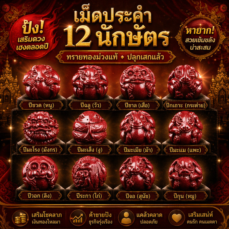 สร้อยข้อมือลูกปัดกระจัดกระจาย Zodiac พร้อมลูกปัด DIY  Cinnabar 14mm