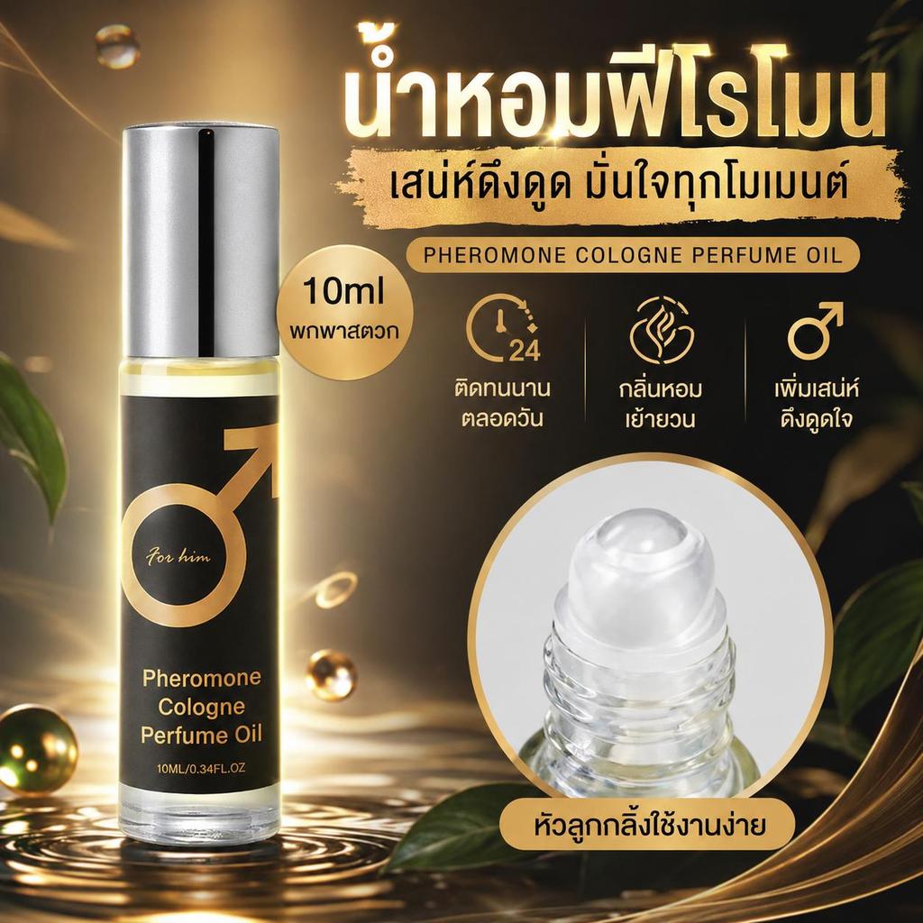 น้ำหอมฟีโรโมนผู้ชาย 10ml กลิ่นไม้หอมหรู ดับกลิ่นเหงื่อ เพิ่มเสน่ห์เย้ายวนใจ พกพาง่าย มีปลายทาง พร้อมส่ง
