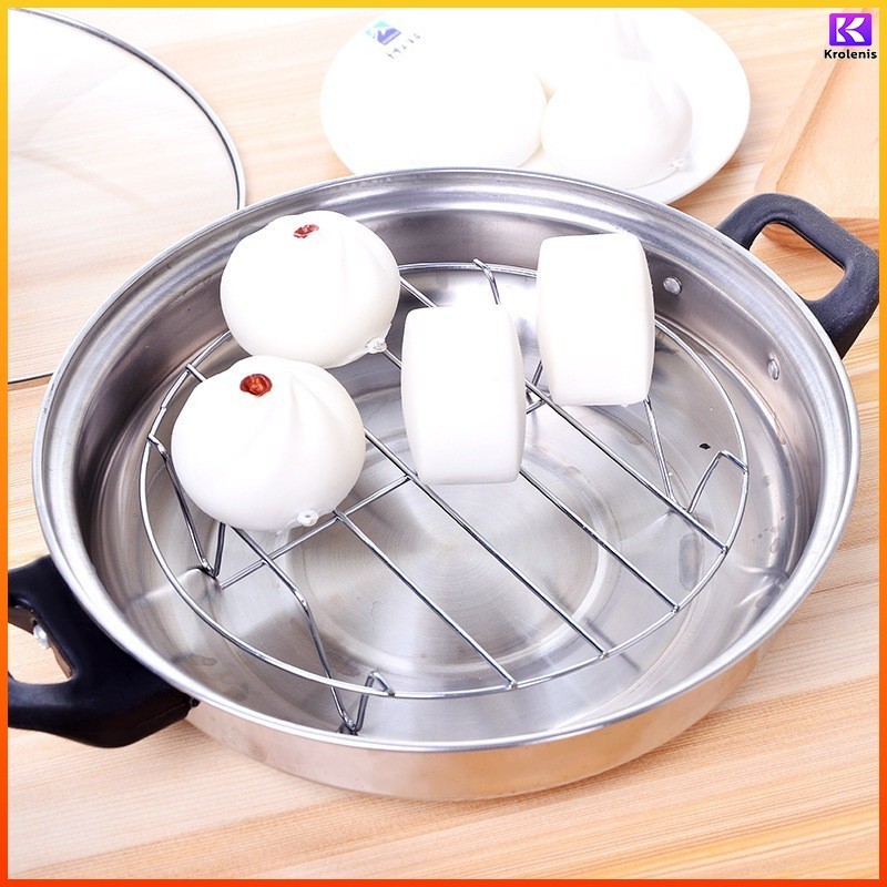 K.L. อุปกรณ์เสริมหม้อทอดไร้น้ำมัน/หม้ออบลมร้อน ตะแกรงปิ้งย่างมีขา Single layer steaming rack 17.5*17.5*3.5cm
