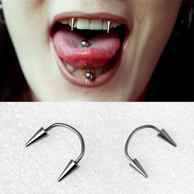 Dracula Lip Lace Nail Smile Nail Tiger Tooth Zombie Tooth Lace Nail Vampire COSPLAY เจาะเครื่องประดั