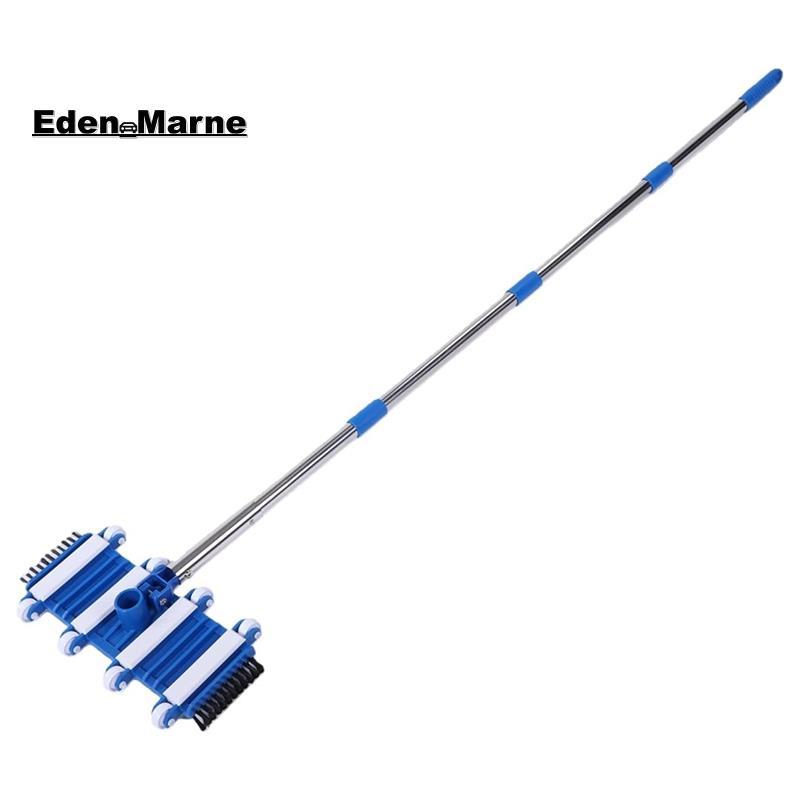 [Eden_Marner]น้ํายาทําความสะอาดสระว่ายน้ําแบบยืดหยุ่นพร้อมล้อ 14 "หัวดูดฝุ่นสําหรับงานหนัก 4 เสาต่อ