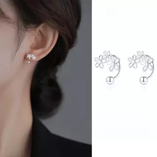 ต่างหูแฟชั่น สไตล์ใส่ได้สองข้าง ดีไซน์ดอกไม้ ต่างหูเจาะกระดูกอ่อนหู ต่างหูแบบติดหู เครื่องประดับ