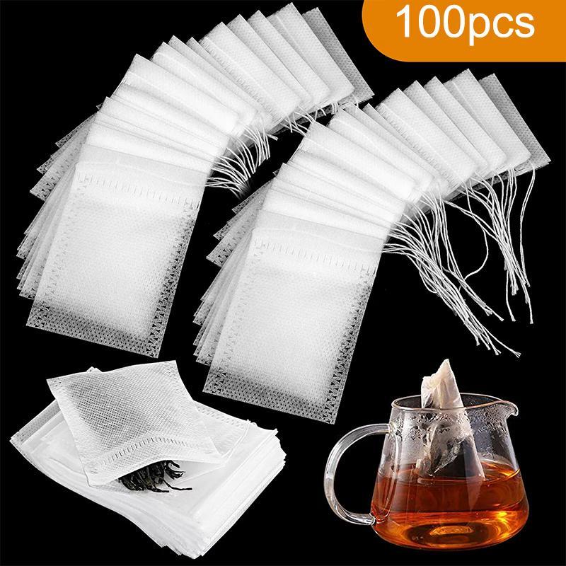 <Activee> 100PCS ทิ้งไม่ทอ Drawstring ถุงชากระดาษกรองสําหรับชากาแฟเครื่องเทศ Nice