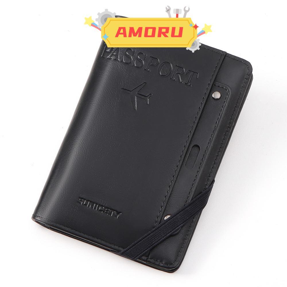 AMOR12U7 Air Tickets Cover, RFID Multi-Function Passport , Essentials PU Leather Card Holder Women M