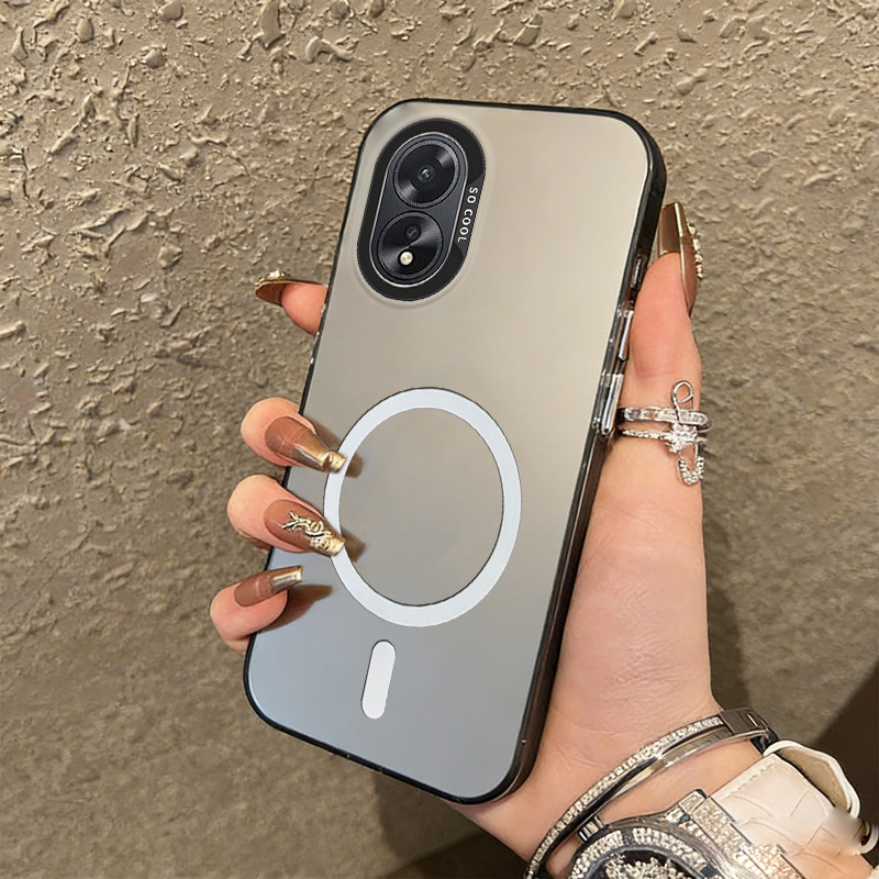 สําหรับOPPO Reno 8T a18 a38 4g a78 a58 a98 8T a60 a17 a17k 5Gเคสโทรศัพท์เคสแข็งกันกระแทกออกแบบใหม่Frostedความงามแม่เหล็กสําหรับสาวน่ารักสีดําCYBS1