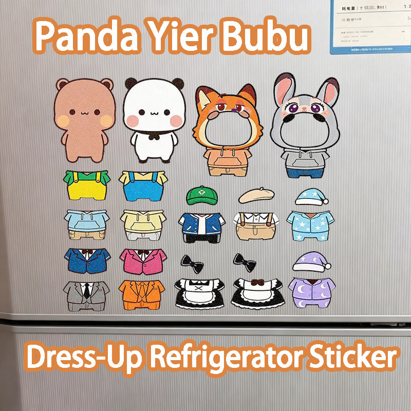 24 ชิ้น/เซ็ต Yier Bubu Dudu แม่เหล็กติดตู้เย็น Panda Bear Bubu และ Dudu Dress-Up แม่เหล็กสติกเกอร์ตู้เย็นตกแต่ง