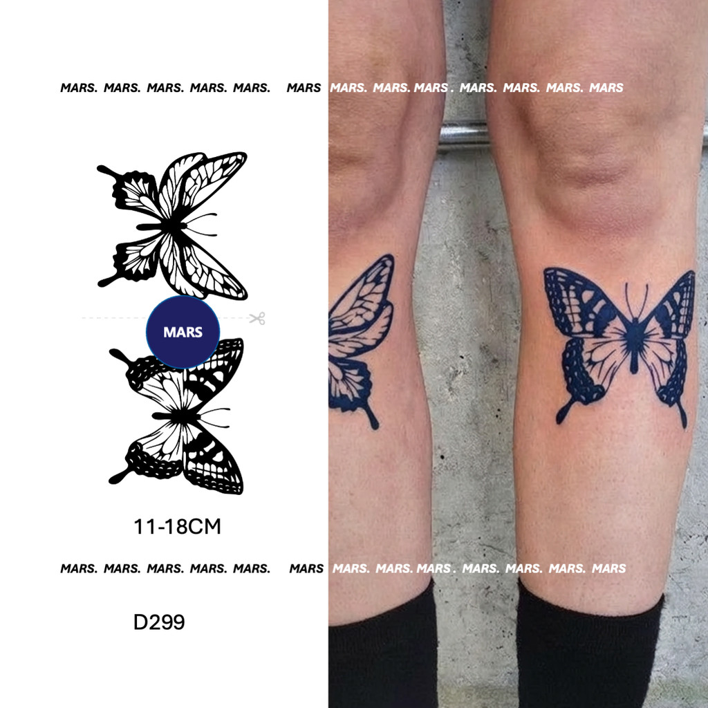 Mars Tattooเทคโนโลยีใหม่ Magic Long Lasting 2 สัปดาห์ รอยสักกึ่งถาวร สติ๊กเกอร์รอยสักชั่วคราว รอยสักปลอม "ผีเสื้อ" D299