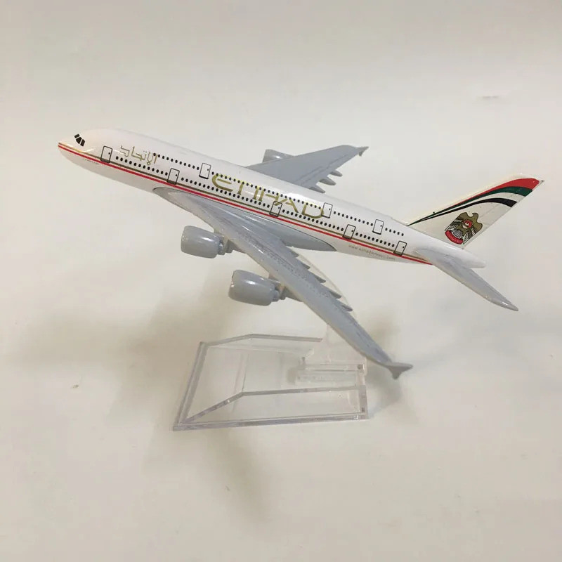 JASON TUTU 16 ซม.เครื่องบินรุ่นEtihlad A380 เครื่องบินรุ่นDiecastโลหะ 1:400 Airbus A380 รุ่นเครื่องบ