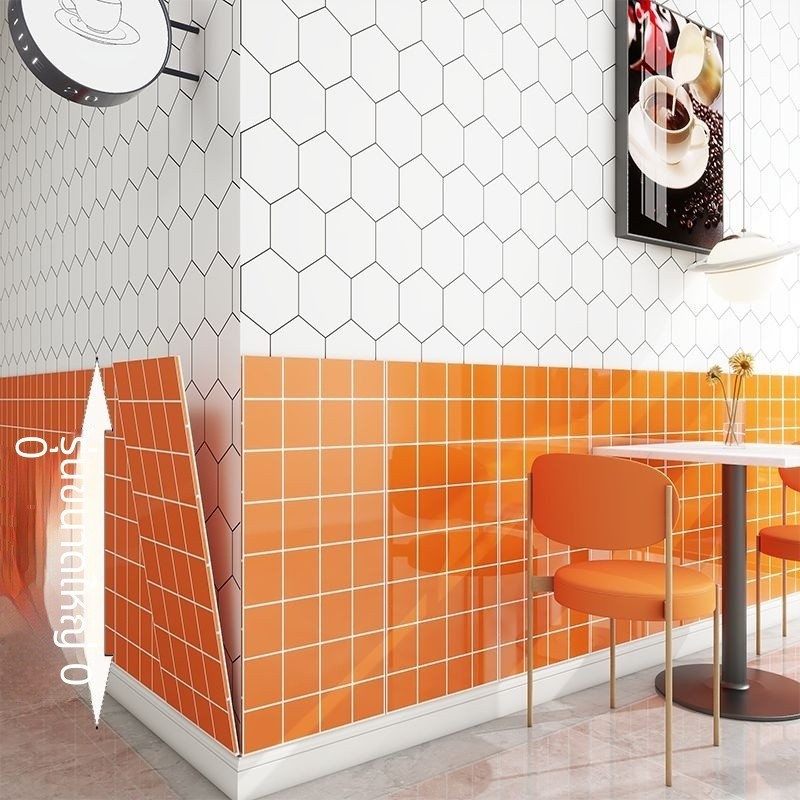Wall panel Orange Plaid Aluminum Composite Panel Wall panel Kitchen oil-proof Imitation ceramic tile
