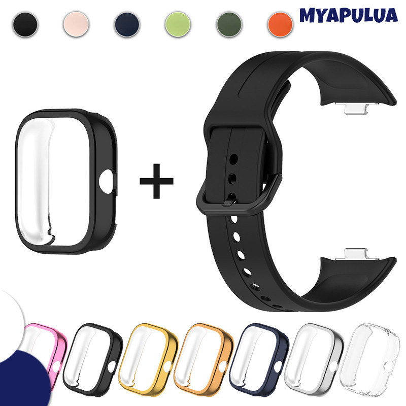 สายรัดซิลิโคนกรณี TPU for Smartwatch Xiaomi Redmi Watch 6 5 4 สายพานยางสายพานป้องกันหน้าจอฝาคลุมกันชนอุปกรณ์เสริม