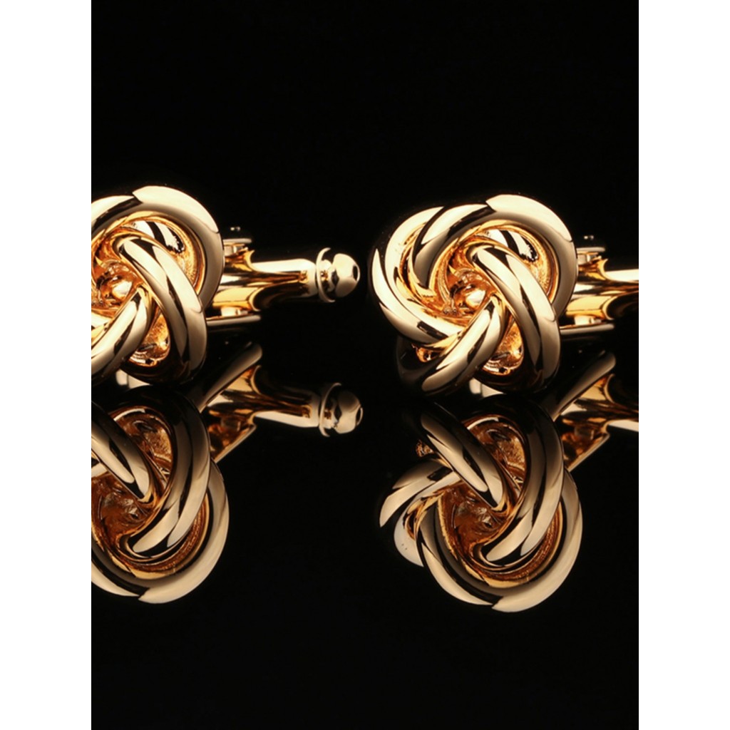 Golden Twist French Cufflinks Mens Cuff Nails Shirt Cuff Buttons กล่องของขวัญธุรกิจอย่างเป็นทางการ