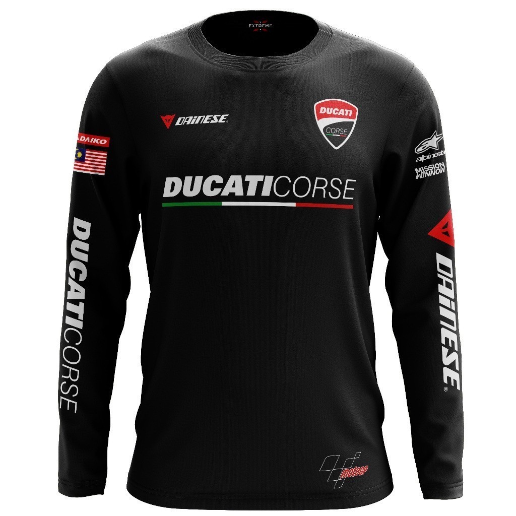 เสื้อยืดแขนยาวโพลีเอสเตอร์แห้งเร็วฤดูร้อน | สไตล์ Ducati MotoGP ผู้ชายและผู้หญิง | เสื้อกล้ามแข่งไมโครไฟเบอร์ Dennis Corse | Breathable
