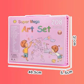 ชุดวาดภาพเด็ก 208 ชิ้น อุปกรณ์ศิลปะครบชุด สีเทียนน้ำมัน สีไม้ สีน้ำ พาสเทล สำหรับระบายสี วาดรูป