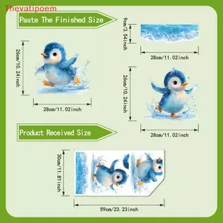 [Thevatipoem] Swimming Little Penguin Toilet Stier, Self-กาวกันน้ํา,รูปลอกตกแต่งห้องน้ํา,ผ้าคลุมเบาะห้องน้ําStier HOT