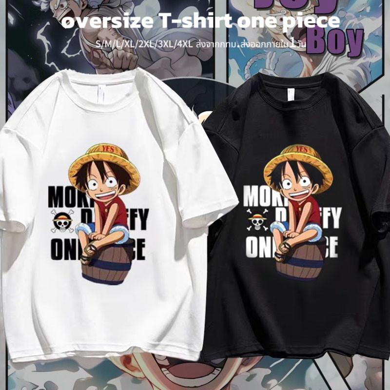 เสื้อยืดยูนิเซ็กซ์ ลายหน้าใหญ่หลังบาน OnePiece ลูฟี่ เป็ด เท่ๆ แนวฮิปฮอป ลำลอง สตรีทแวร์