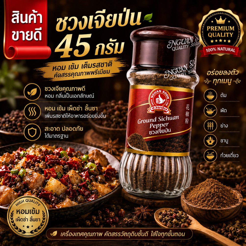 ชวงเจียป่น 45 g แบบขวด Ground Sichuan Pepper
