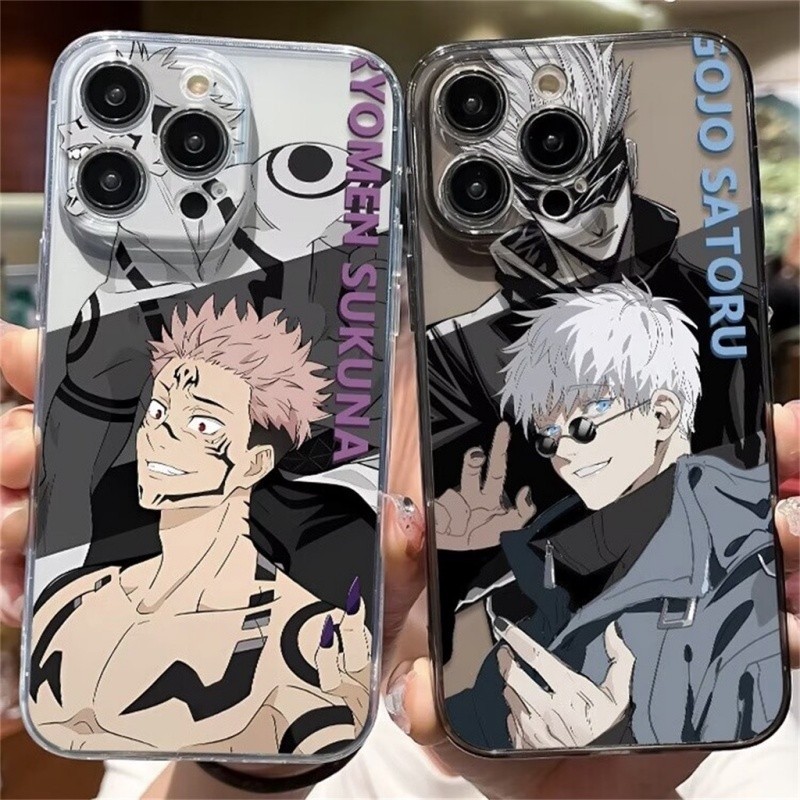 เคสโทรศัพท์สําหรับiPhone 11 12 13 Pro Max X XS MAX XR 8 7 6 6S Plus SE 2020 2022 กันกระแทกJujutsu Kaisen Gojo Satoru Itadori Yuji Clear TPUการ์ตูนอะนิเมะฝาครอบ