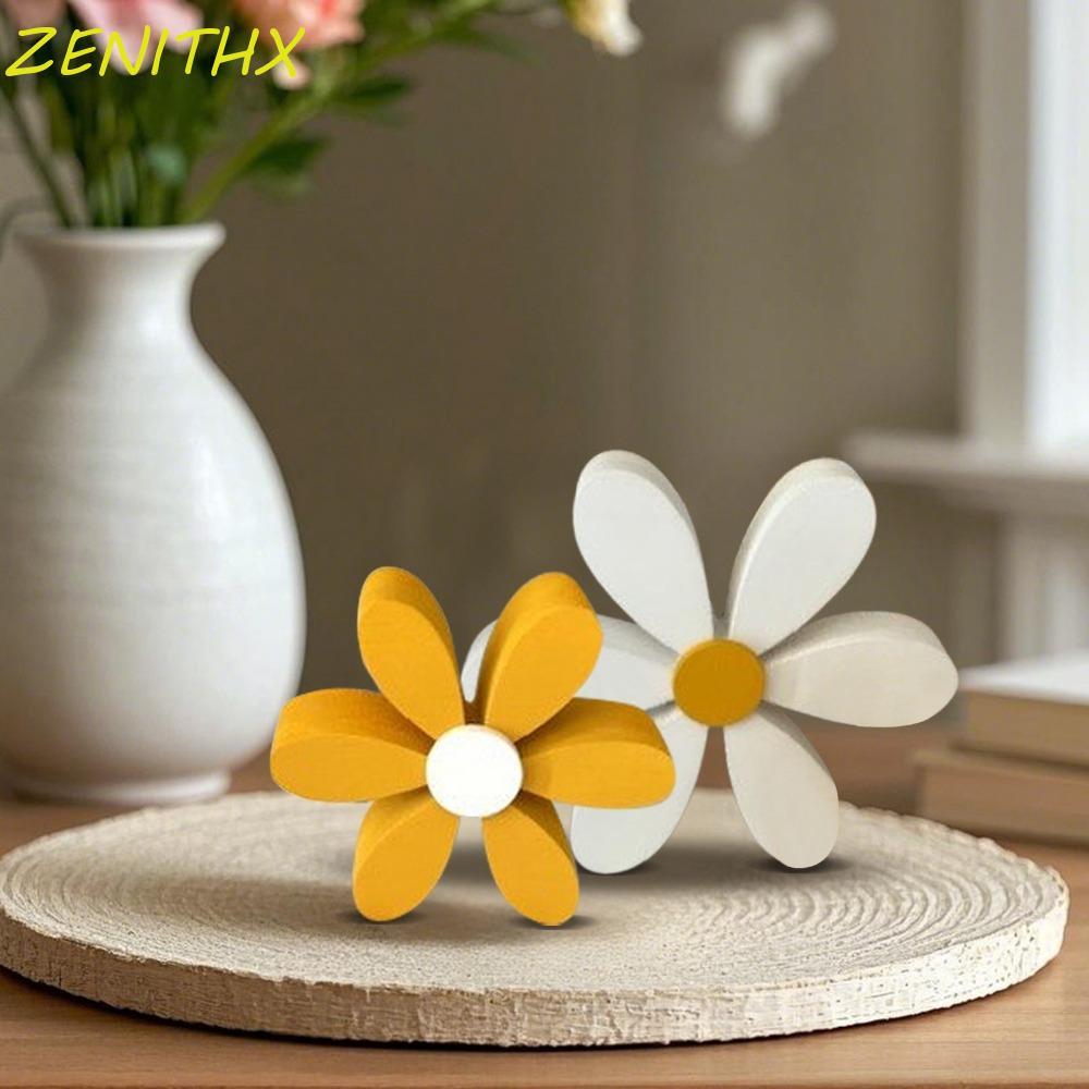 ZENITHX Daisy Decor ชุดสไตล์ชนบท สีเหลือง-ขาว ดอกไม้ 3D เครื่องประดับ Handmade วินเทจ โต๊ะประดับตกแต่งห้องนอน