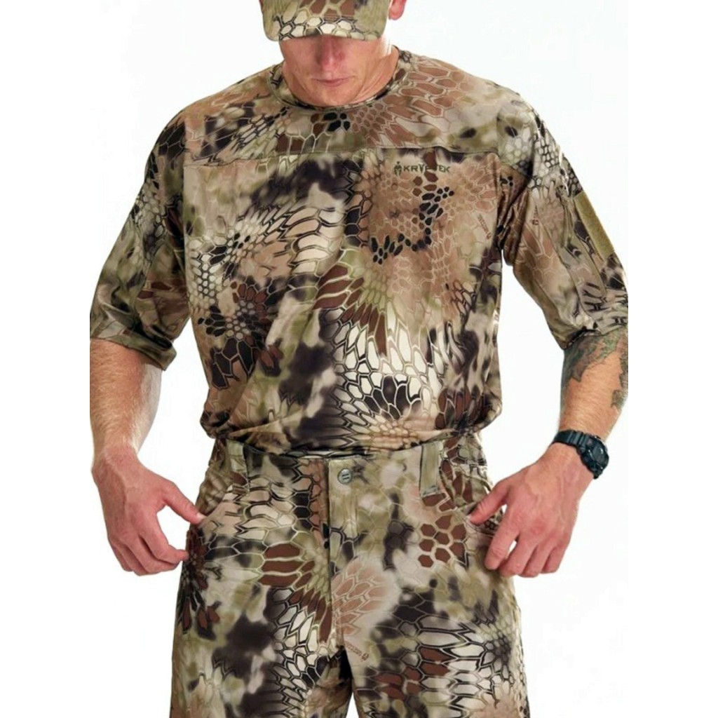 KRYPTEK สวย Python VALHALLA วัดแขนสั้นคอกลมฤดูร้อนกลางแจ้งเสื้อยืด Python Top ยุทธวิธีเสื้อผ้า