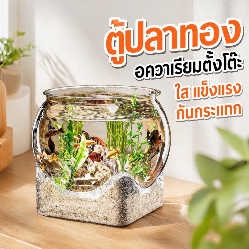 ตู้ปลา อควาเรียมใส โหลปลากัด PET กันกระแทก ตั้งโต๊ะ เลี้ยงปลาสวยงาม แต่งบ้าน แต่งร้าน