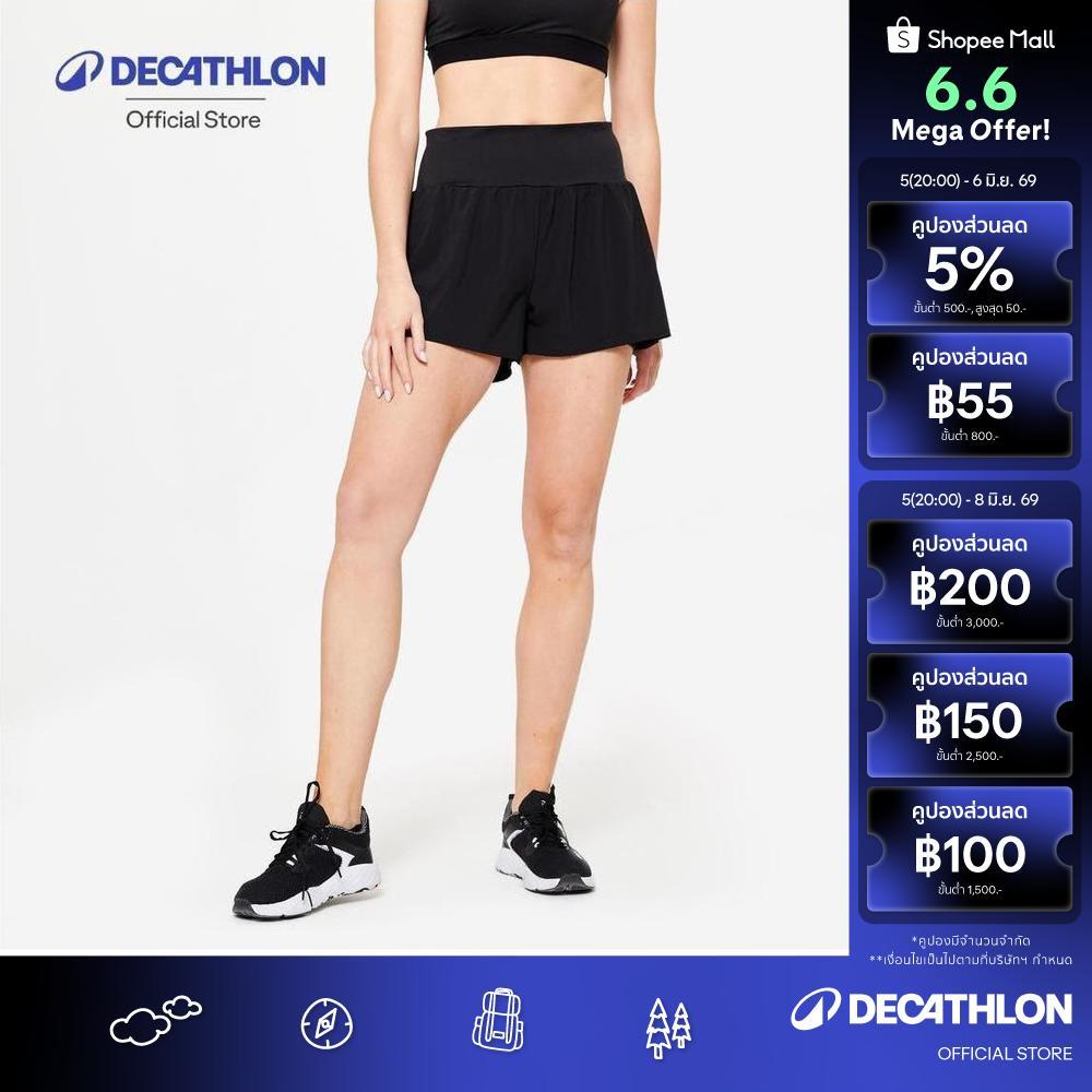 Decathlon Women'S 2-In-1 Fitness Shorts กางเกงขาสั้นผู้หญิง 2-In-1 สำหรับออกกำลังกาย - Black