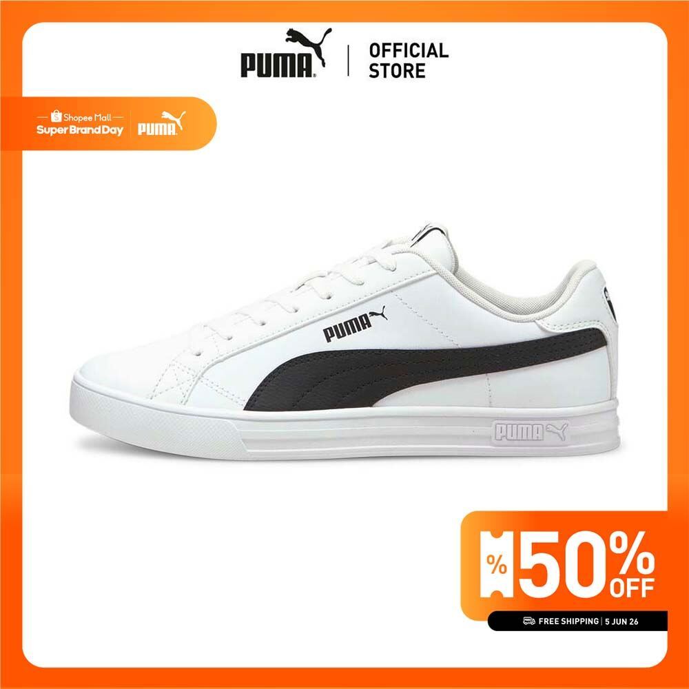 PUMA BASICS - รองเท้ากีฬาข้อต่ำ Smash Vulcanised V3 สีดำ - 38075202