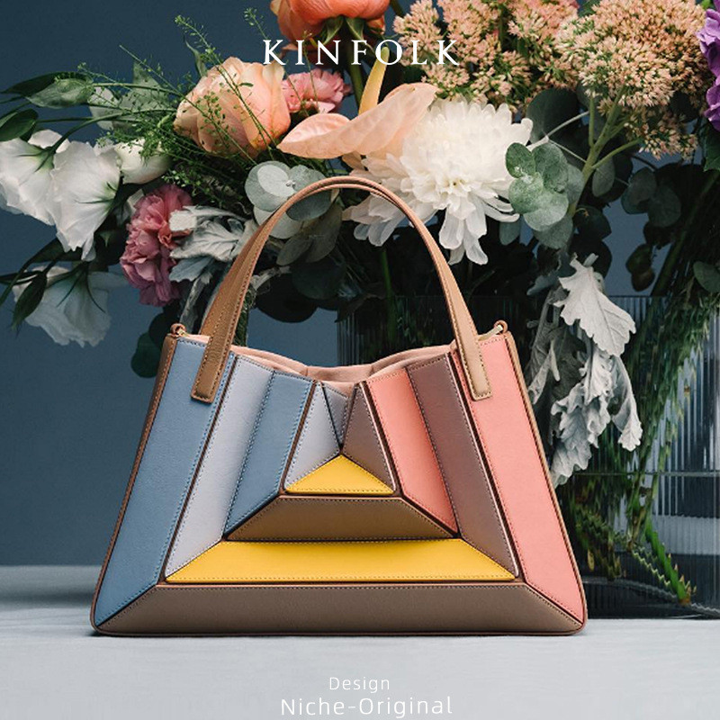 สียอดนิยม Dopamine สไตล์ตุรกี Niche Design จีบ Contrast Color Fashion Mini กระเป๋าถือกระเป๋าสะพายข้าง