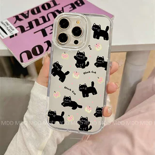 น่ารัก แมวสีดำ สวยงาม เคส For VIVO V60 V50 Lite V30 V29 V27 S17 Pro V29E Y93 Y91C Y29 Y31Pro Y15S Y15A Y01 4G T4X