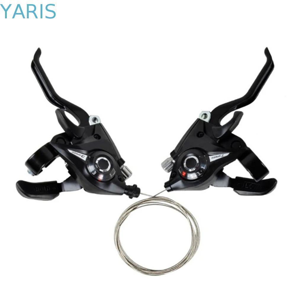 Yaris Shifter Levers สำหรับจักรยาน รองรับระบบเกียร์ 3x7 และ 3x8 พร้อมชุดเบรคสีดำ