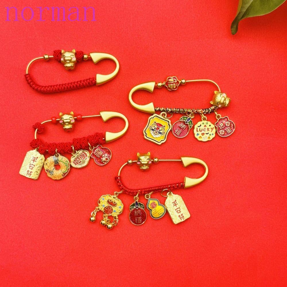 NORMAN จี้เข็มกลัดม้าราศี, ม้าปี Pony Lucky Pins, แฟชั่นสไตล์จีนความปรารถนาที่ดีที่สุดโชคดีเครื่องประดับชุบทรายหญิงตั้งครรภ์