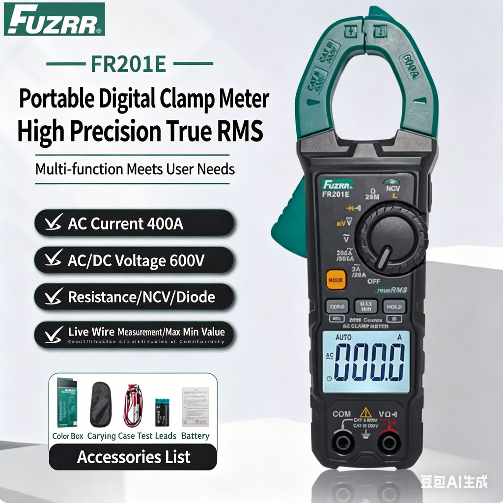 FUZRR FR202E FR201E ในครัวเรือน AC clamp meter 600V400A มัลติมิเตอร์ความต้านทานความจุ fr