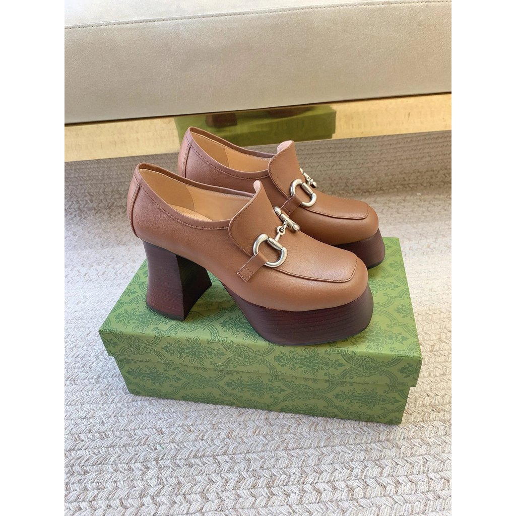 Gucci-9cm Heel 4cm Water Platform Classic Horsebit Waterproof Platform Super High Heels