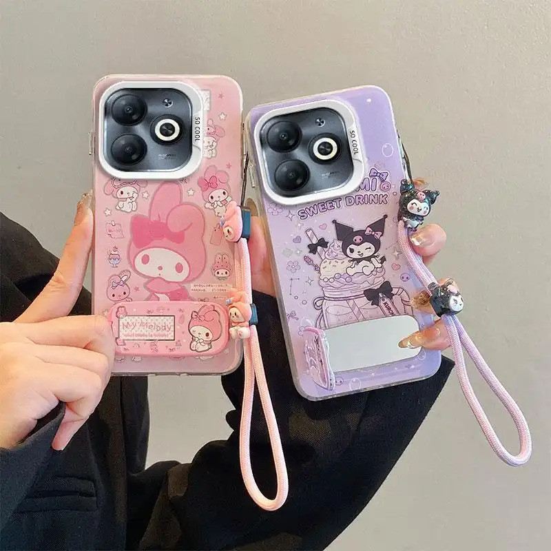 Kawaii พิมพ์พาสเทลเคสโทรศัพท์โปร่งใสเหมาะสําหรับ itel P55 4G, A666L, A666LN, P666L การ์ตูนกระจกขาตั้