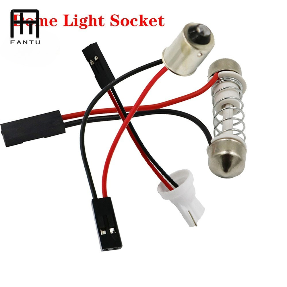 FANTUDZ 2pcs T10 Ba9s T4w Festoon Connector สายไฟสําหรับรถยนต์ทั้งหมดแผง Led โดมซ็อกเก็ตสายรัดปลั๊กอ