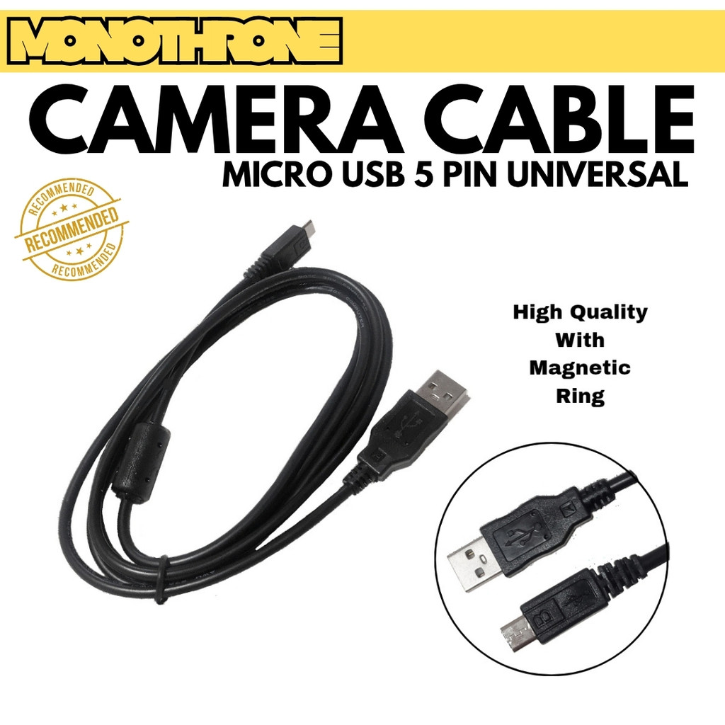 Micro 5 Pin กล้อง Micro 5 Pin สายชาร์จกล้องสําหรับ Canon G5X G7X EOS M5 Sony A6000 A5000 DSC Cyber S