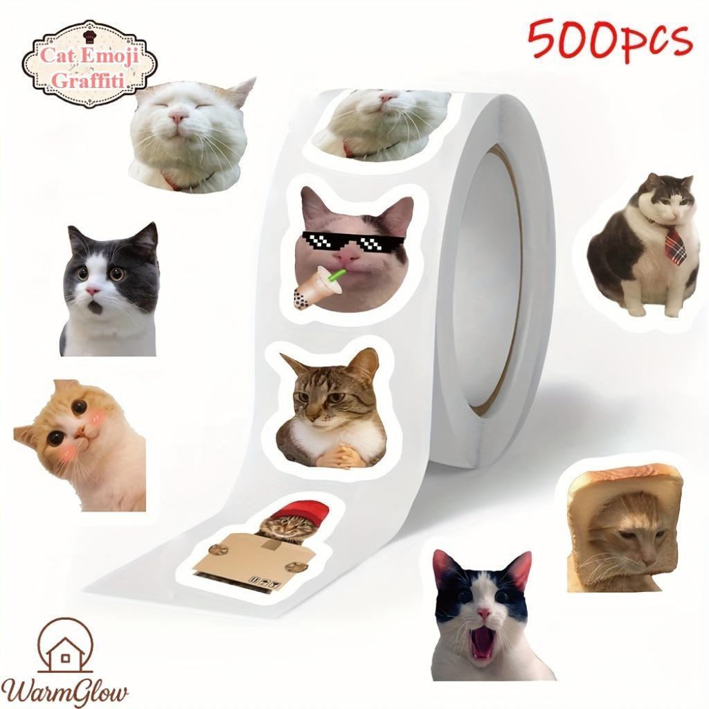 Cat Emoji Graffiti สติกเกอร์สัตว์ 500 ชิ้น สติกเกอร์น่ารัก สติกเกอร์กันน้ำ สติกเกอร์โทรศัพท์ สติกเกอร์แล็ปท็อป สำหรับโรงเรียนส่วนบุคคล ติดกล่องน้ำ กระเป๋า DIY สีสันสดใส ไม่หลุดสีง่าย