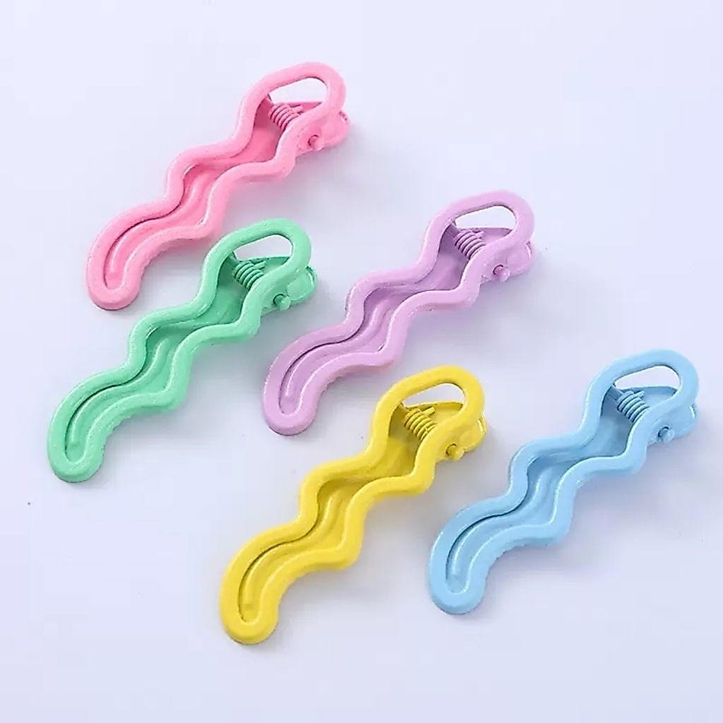 【2 ชิ้นคละสี】กิ๊บทรงหยักกิ๊บติดผมทรงปากเป็ดสีพาสเทลแบบไร้รอย กิ๊บติดผม น่ารักสำหรับตกแต่งผม