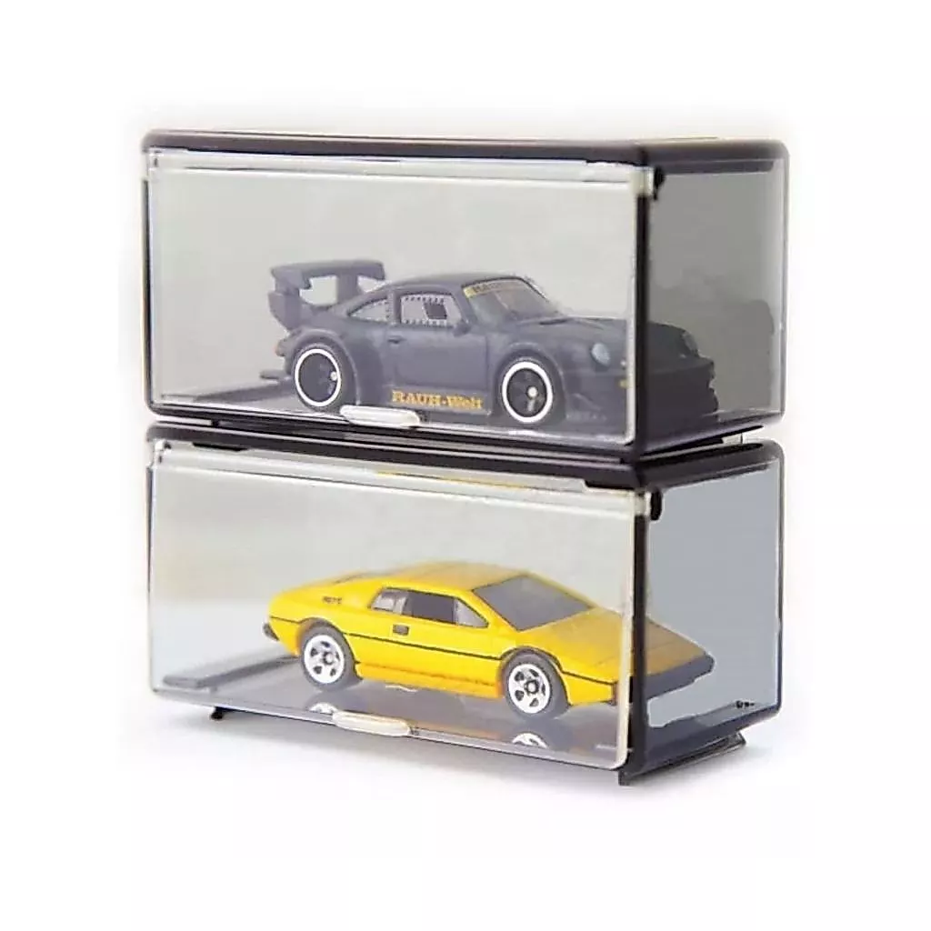 กล่องใส่โมเดลรถ 1:64 กล่องอะคริลิกใสโชว์รถเหล็ก Hot Wheels / Tomica มีฝาเปิด-ปิดด้านหน้า ต่อซ้อนได้มีตัวล็อคแน่นหนา