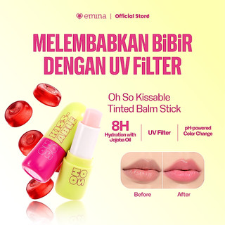 Emina Oh So Kissable Tinted Balm Stick 3.4 g - Lip Balm Melembabkan Bibir Warna Natural, UV Protection