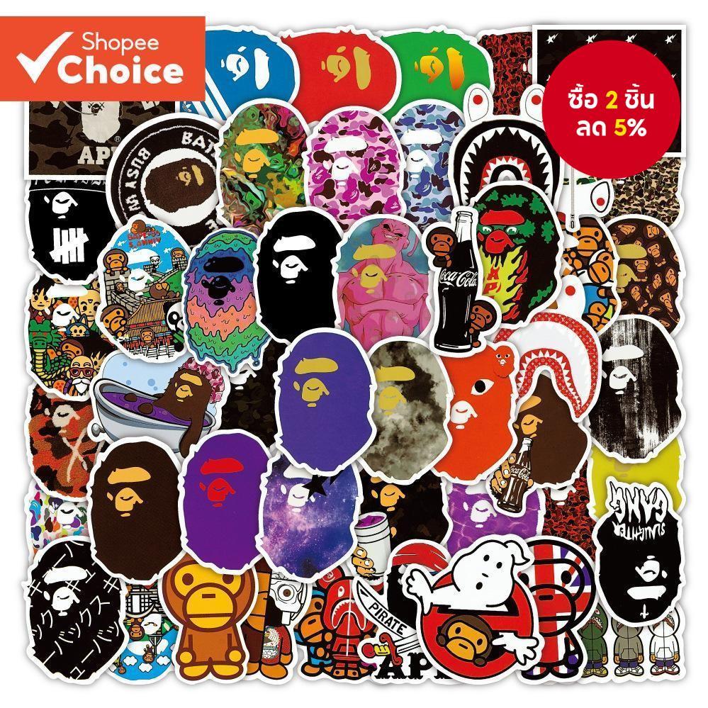 BAPE ยี่ห้อ A Bathing Ape สติกเกอร์ 50 ชิ้นสัตว์สติกเกอร์กันน้ําสําหรับเคสโทรศัพท์แล็ปท็อปส่วนบุคคลโรงเรียน