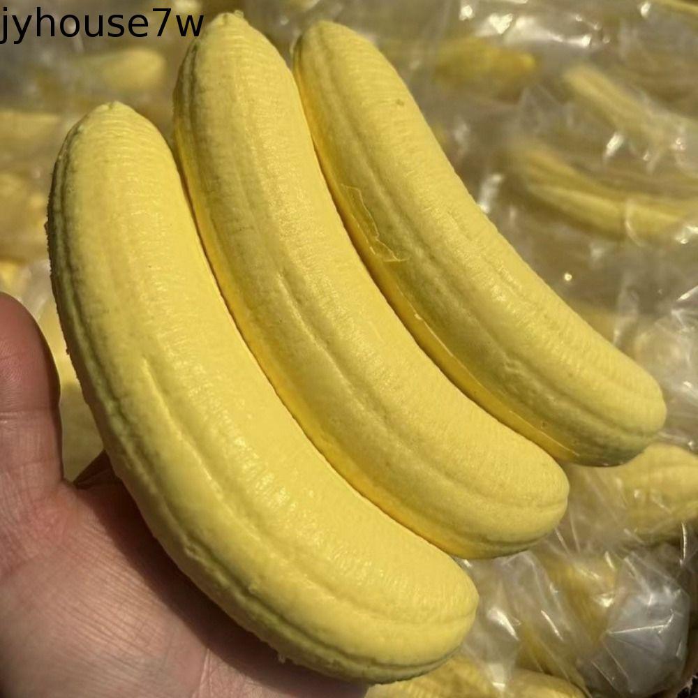 JYHOUSE Sensory Fidget Ball, Slow Rising Hand Relax Banana Squishy ของเล่น, ของขวัญเด็ก Kawaii Soft PU วัสดุจําลองกล้วยสีเหลือง Fidget นักเรียน