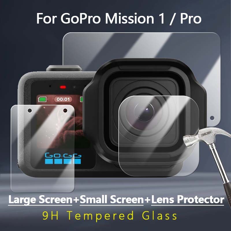 สําหรับ GoPro Mission 1 / Pro กล้องขนาดกะทัดรัด Clear Slim 2.5D Anti-Scratch หน้าจอกระจกนิรภัยกล้องเลนส์ฟิล์มกันกระแทก Guard
