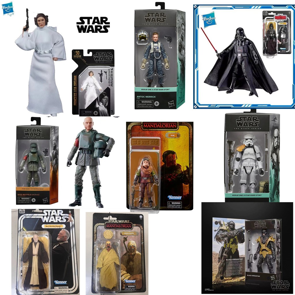 ของแท้ Star Wars 20 ซม. 40th Anniversary Wall Card Black Samurai Princess Leia Bounty Hunter The Man