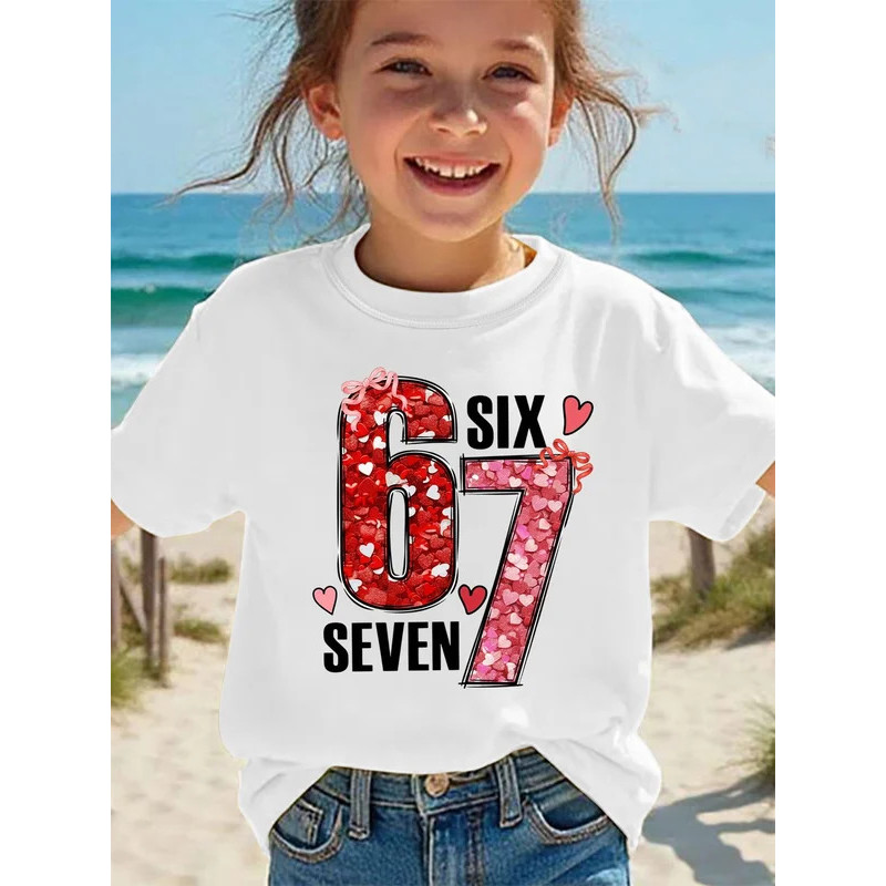 [in stock][มีสินค้า] เสื้อยืดเด็กผู้ชายลาย "67 Six Seven Italian Brain Joke" สไตล์ Y2K แขนสั้น ลายกร