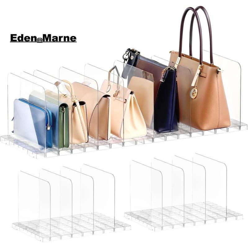 [Eden_Marner]Purse Organizer for Closet, Stackable Handbag Storage Shelf, Adjustable Clear Shelf, Ke